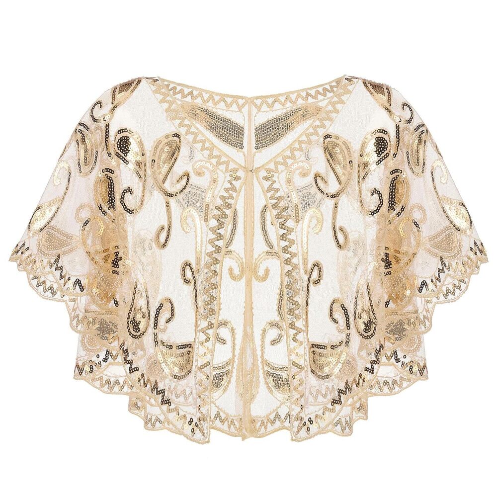Women's 1920s Flapper Shawl,Sequin Beaded Shawls and Wraps for Evening